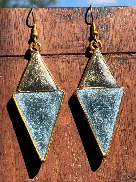 Jewelry - Forest greens multi triangle-earrings